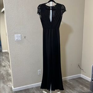 Fashion Nova Black Lace Detail Jumpsuit